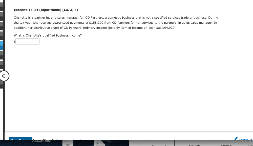  Exercise 15-14 (Algorithmic) (LO. 3, 4) Charlotte is a partner in,