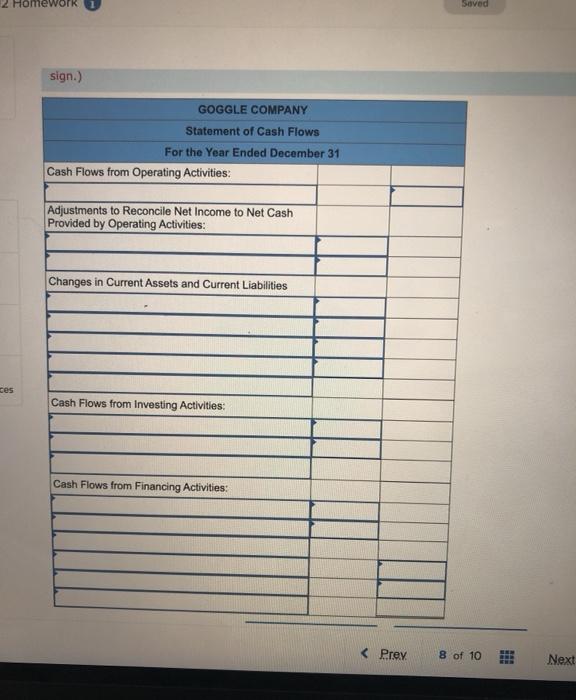 income statement for Goggle Company reports $143 of net income, after deducting