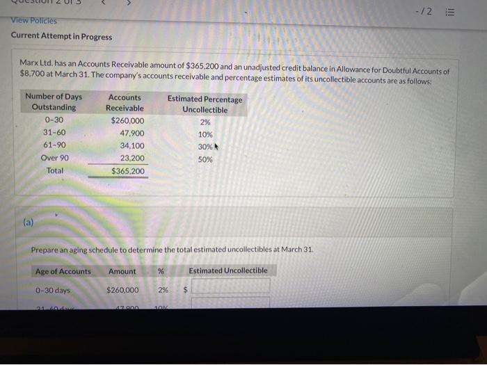  -12 ill View Policies Current Attempt in Progress Marx Ltd. has