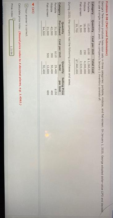  please complete part B. Thank you! Problem 8-OB (Part Level Submission)