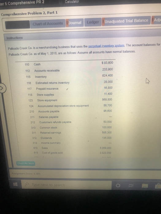  ter 5 Comprehensive PR 2 Calculator Comprehensive Problem 2, Part 1