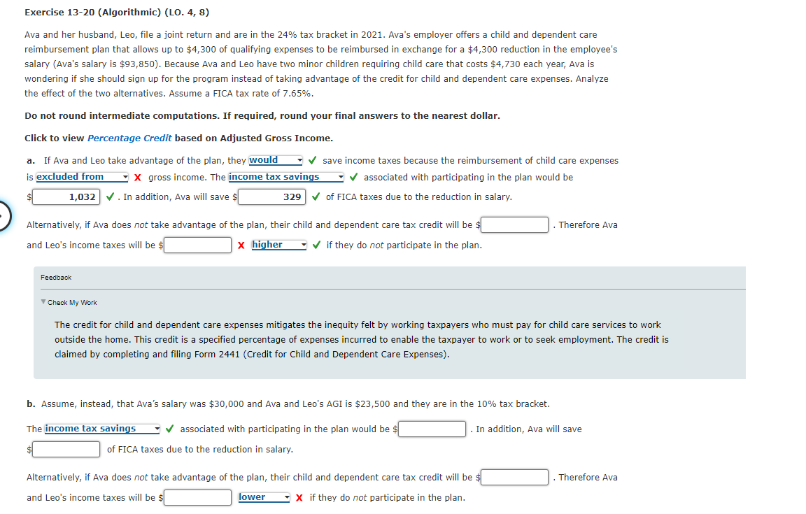  Exercise 13-20 (Algorithmic) (LO. 4, 8) Ava and her husband, Leo,