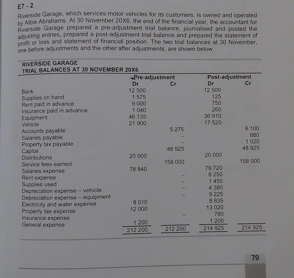 Can someone please assist? E7 - 2 Riverside Garage, which services