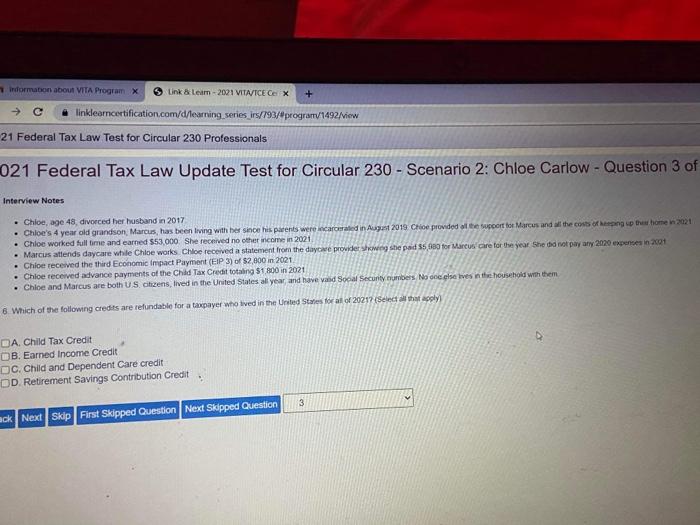 Tax Law Test for Circular 230 Professionals 2021 Federal Tax Law Update