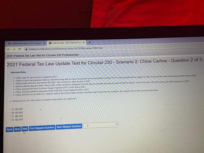 Test for Circular 230 - Scenario 2: Chloe Carlow - Question 1