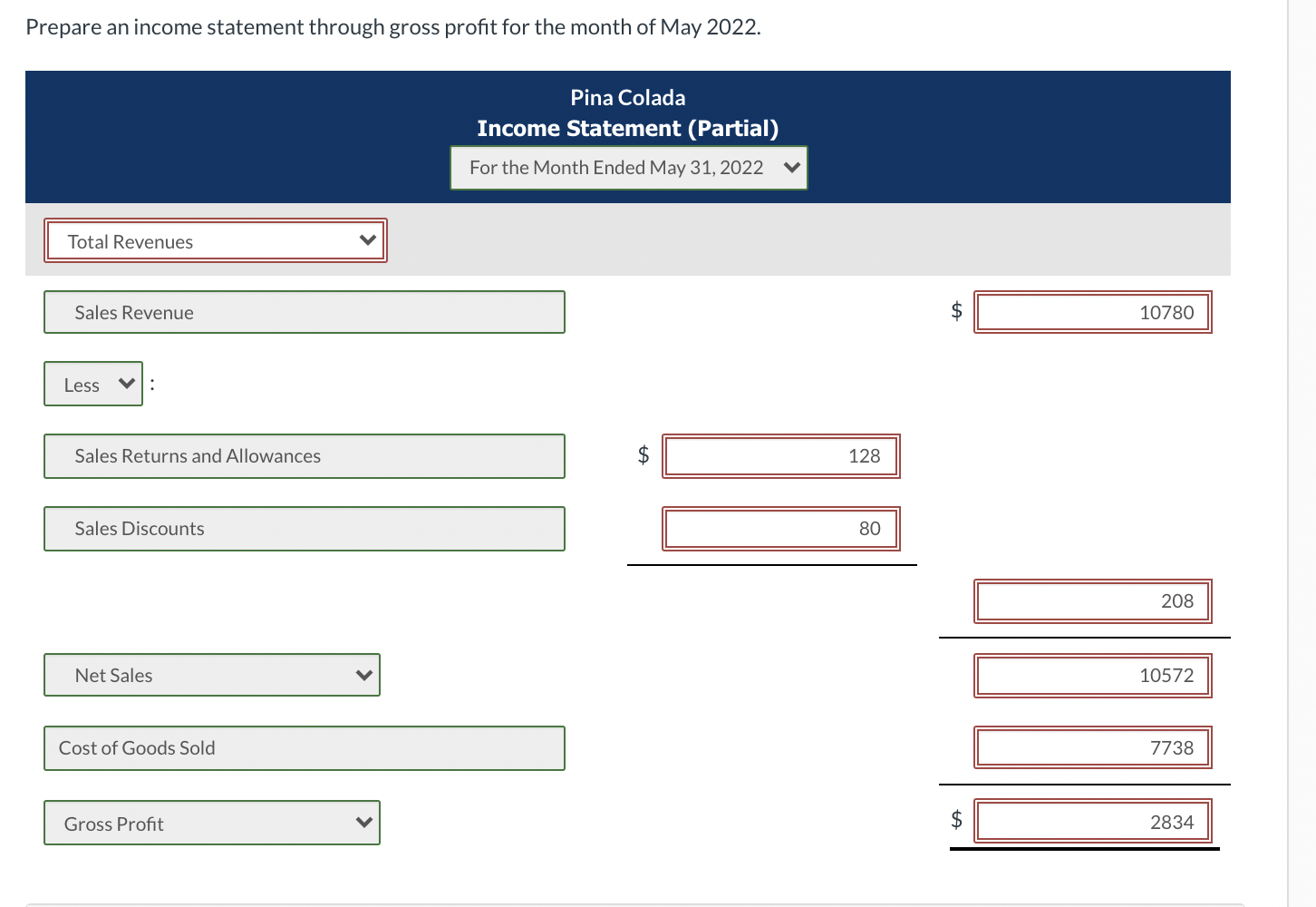merchandising transactions in the month of May. At the beginning of May,