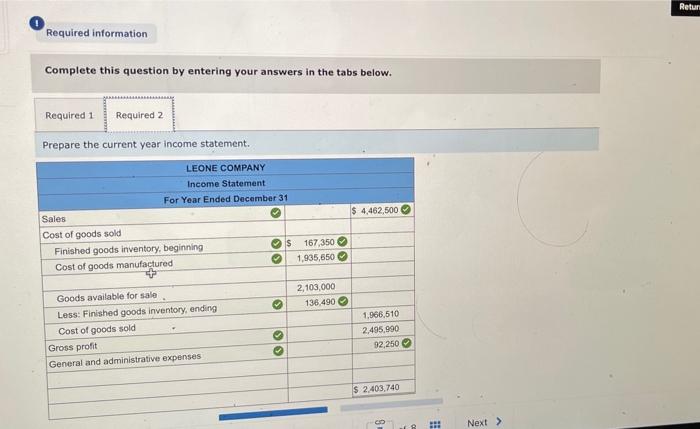 Part 2 of 2 3 pots 7,25 Required information The following information