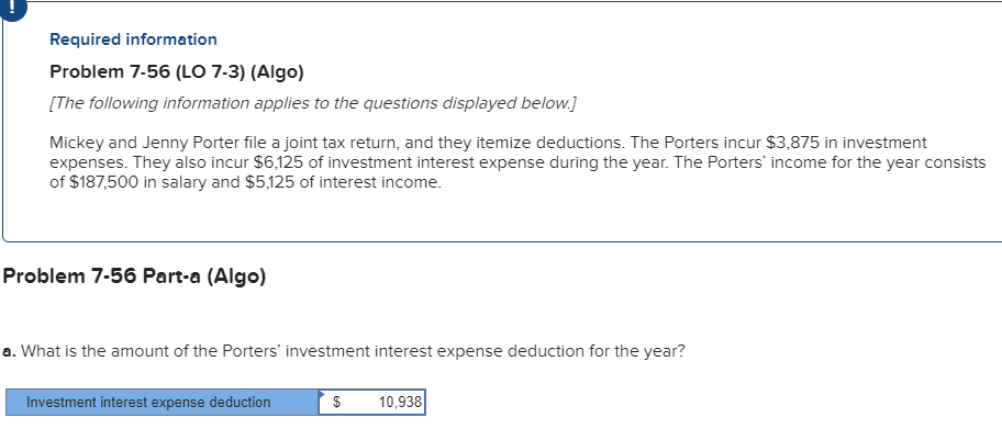  Please bold answer in explanation Required information Problem 7-56 (LO 7-3)