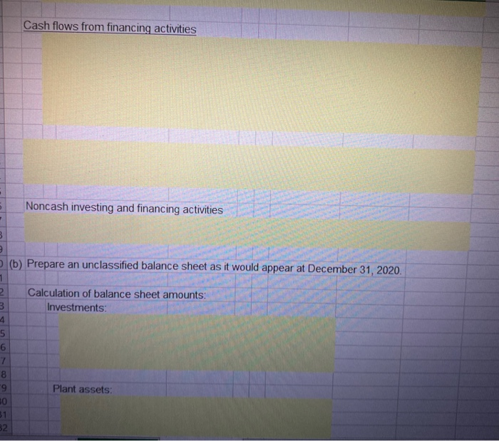 of Cash Flows and a Balance Sheet Lansbury Inc. had the following