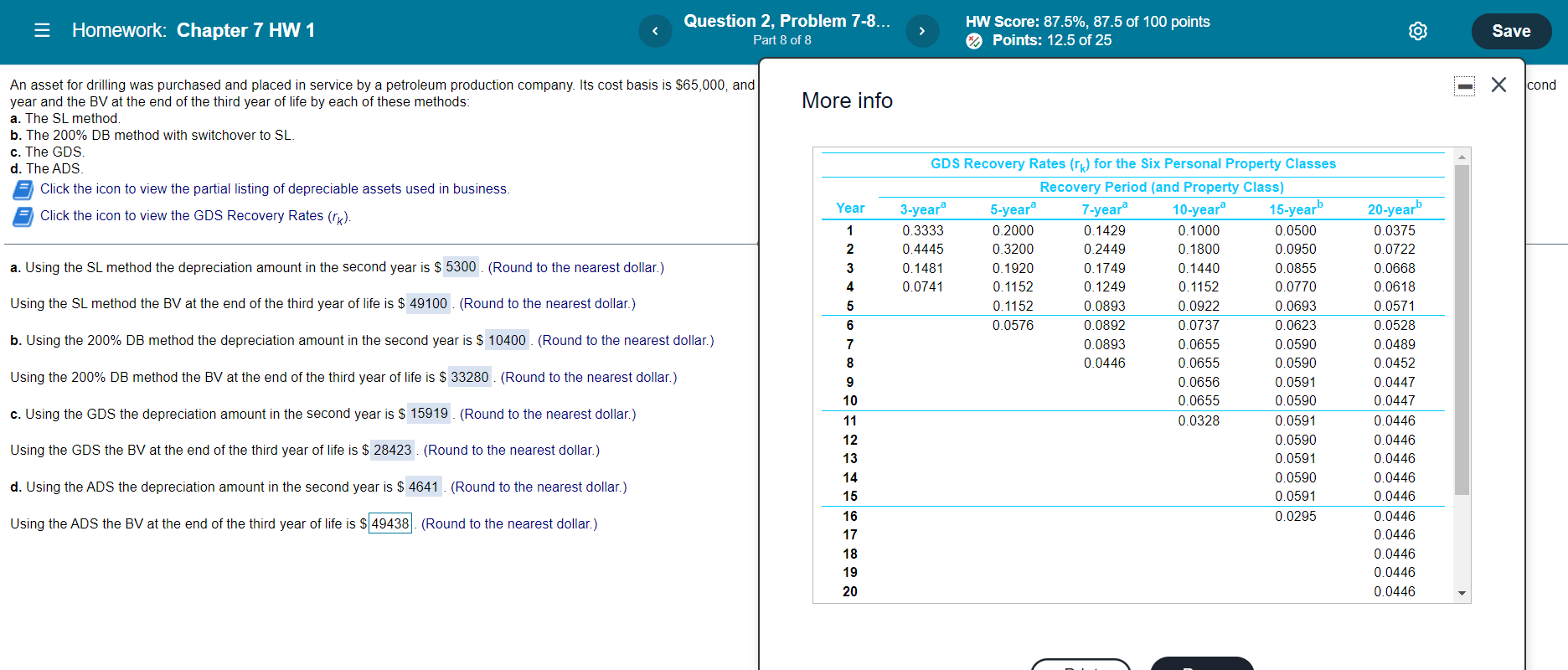  = Homework: Chapter 7 HW 1 Question 2, Problem 7-8... Part