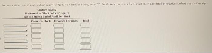 completed the following transactions during the month of April: a. Opened a