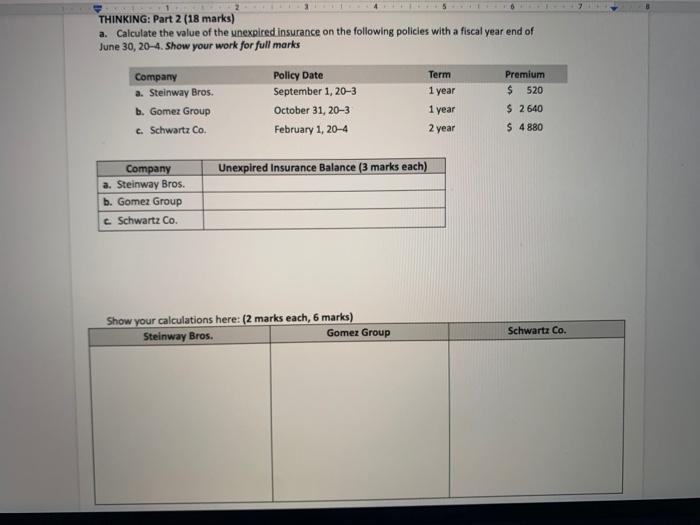 can someone help me solve those question ? Thanks THINKING: Part 2