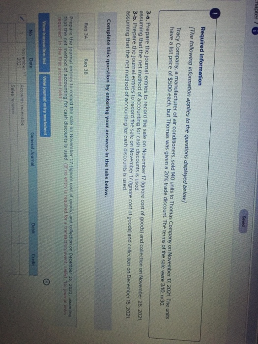 Tracy Company, a manufacturer of air conditioners, sold 140 units to Thomas