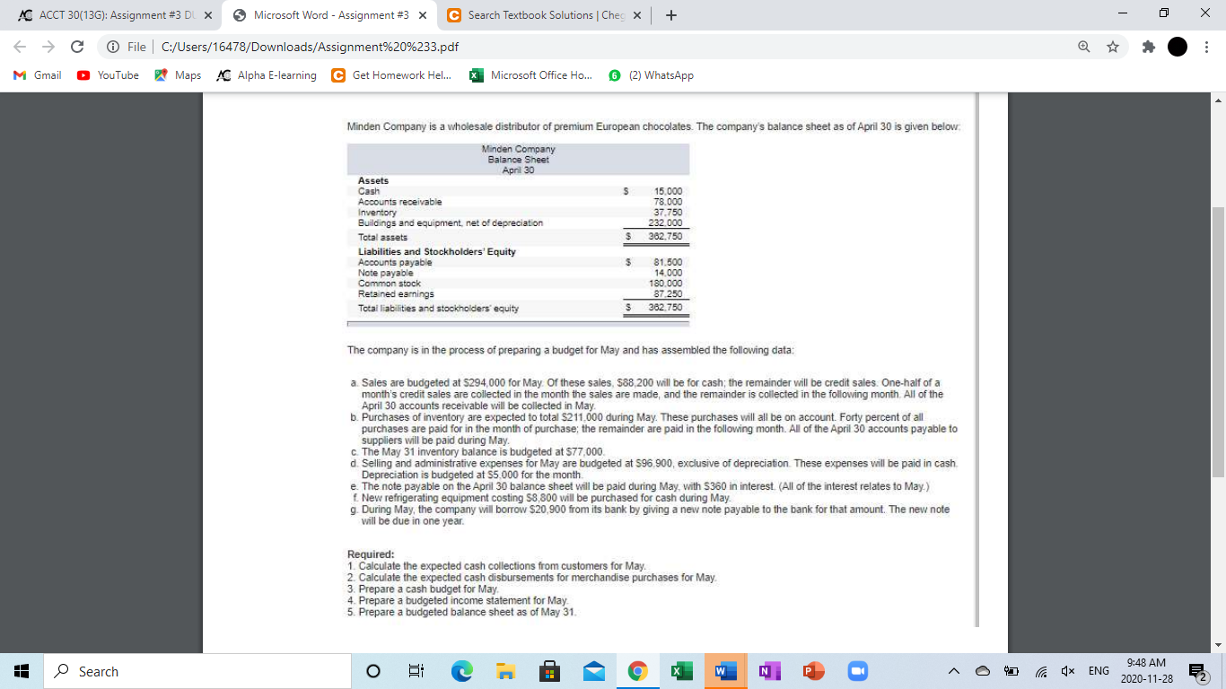 AC ACCT 30(136): Assignment #3 DL X Microsoft Word - Assignment