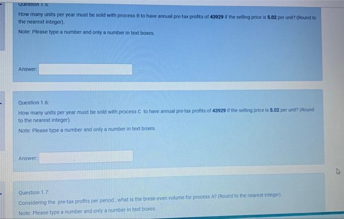 Fixed Cost Variable Cost 12 13 12 Process per Year per Unit