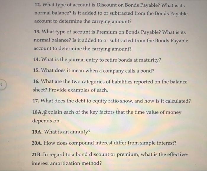 the balance sheet? 2. What is an amortization schedule? 3. What is