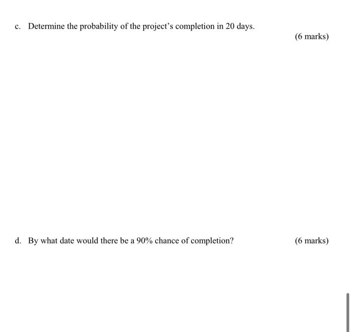 Given the following table displaying the logical connections of activities and the