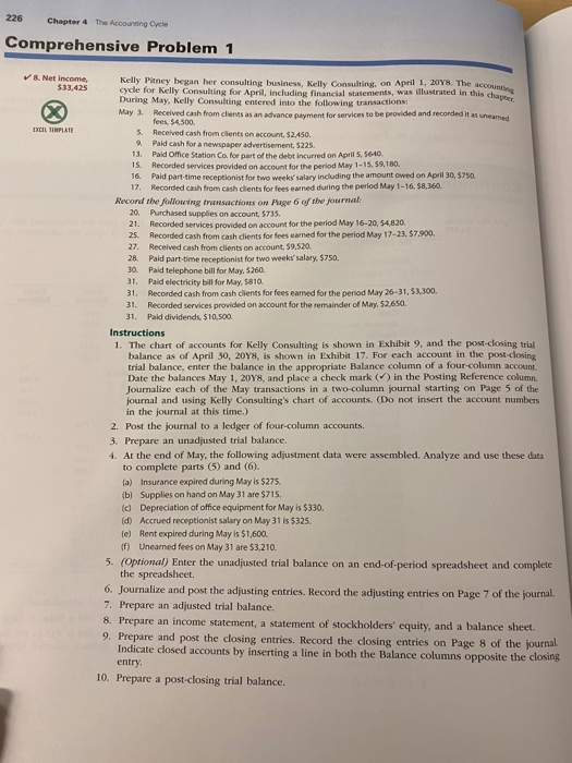  226 Chapter 4 The Accounting Cycle Comprehensive Problem 1 Net Income
