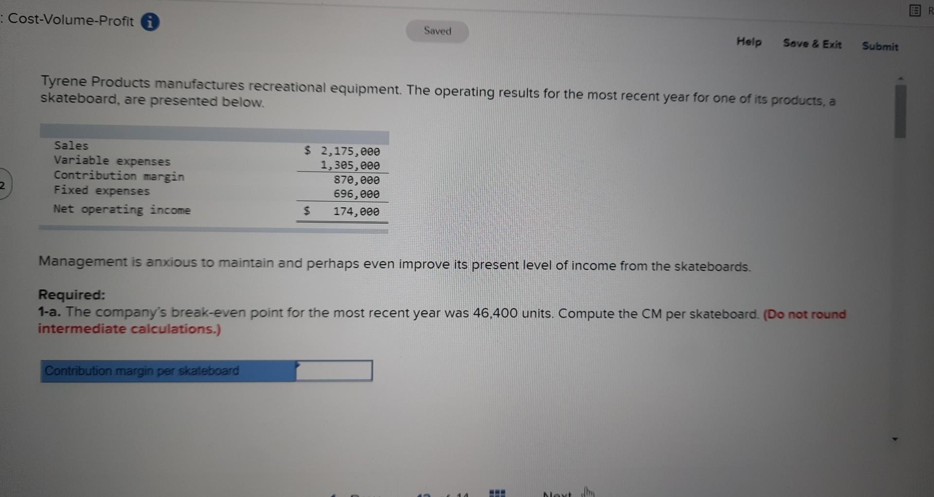 Old MathJax webview please answer ASAP BR : Cost-Volume-Profit i Saved Help