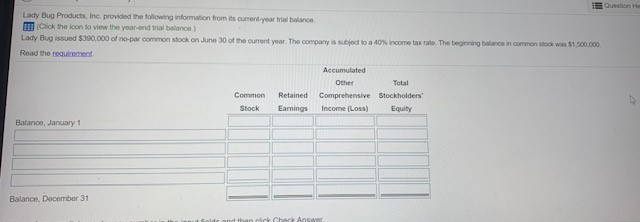  Need help ASAP Question Lady Bug Products, in provided the following