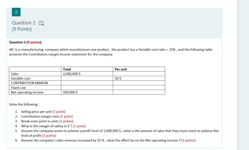 Only question 5 and 6 2 Question 2 on (9 points) Question