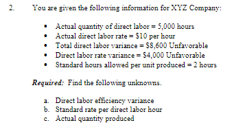 1. Yahoo Enterprises produces a single product. The standards for one unit