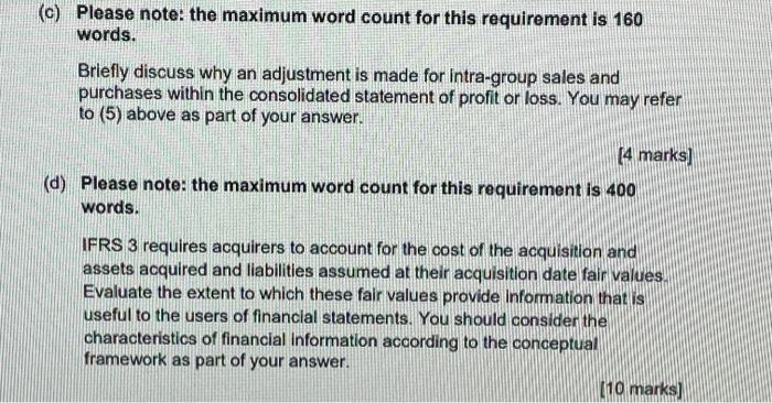  (c) Please note: the maximum word count for this requirement is