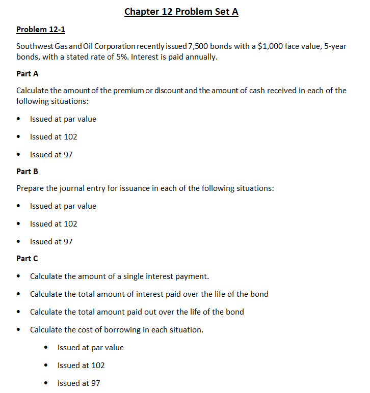  Chapter 12 Problem Set A Problem 12-1 Southwest Gas and Oil