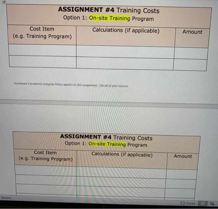 assignment is to explore various training solutions and provide a report detailing: