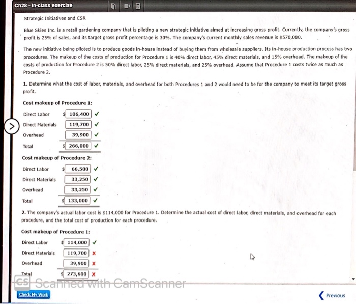 need help on 2 and 3 Ch28 - In-class exercise Strategic Initiatives