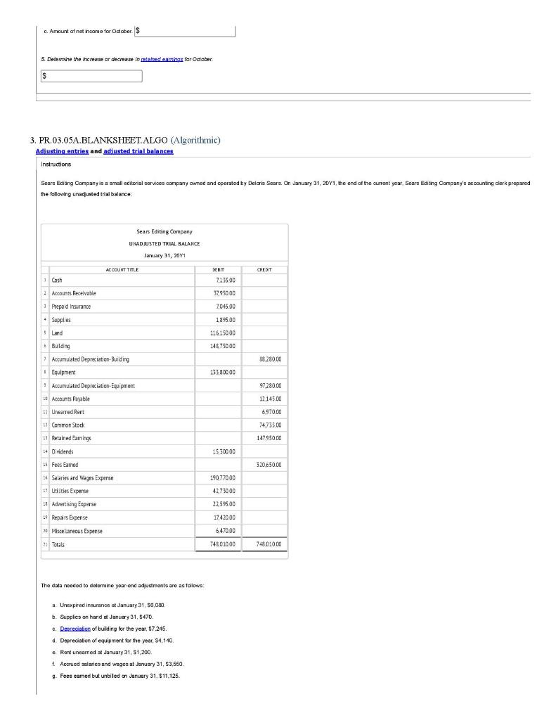 Depreciation Excene-Building Depreciation Expense-Equiment and Supplies Expense. Refer to the Chart of