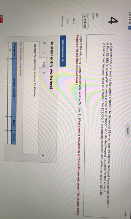 rent for the period October 1 to December 31, which was credited