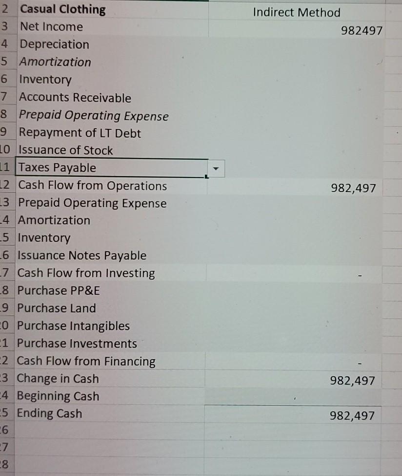 pic B D E F G H Casual Clothing $ Income Statement