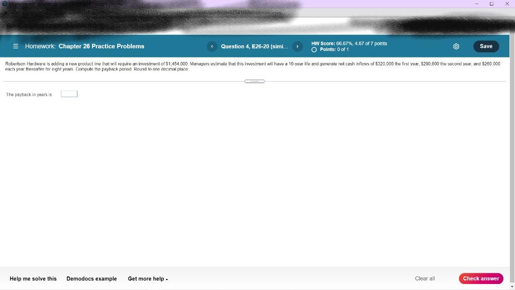  3 Homework: Chapter 26 Practice Problems Question E26-20 (simi.. HW Score: