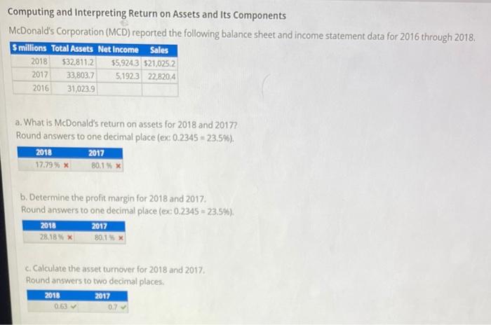  Computing and Interpreting Return on Assets and Its Components McDonald's Corporation