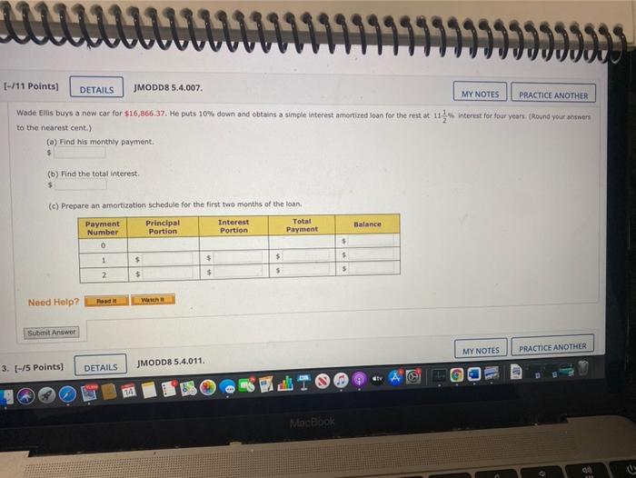  [-/11 Points] DETAILS JMODD8 5.4.007. MY NOTES PRACTICE ANOTHER Wade Ells