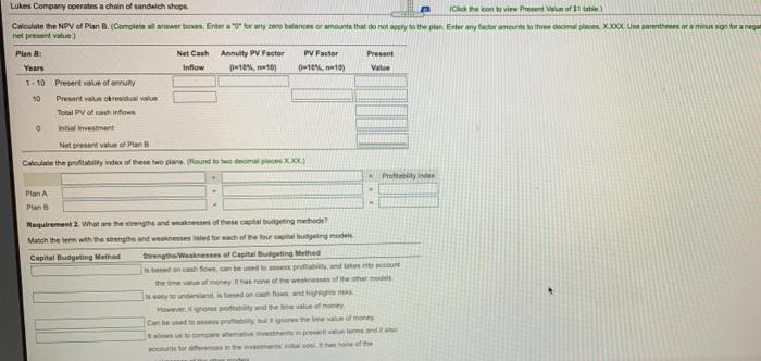 plans. calculate the net present value of each plan. begin by calculating