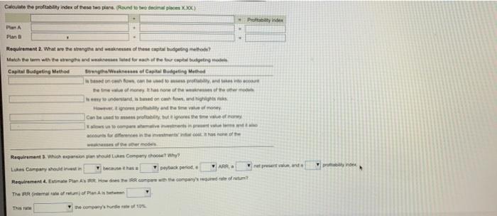 the NPV of plan A then Plan B. calculate the profitability index