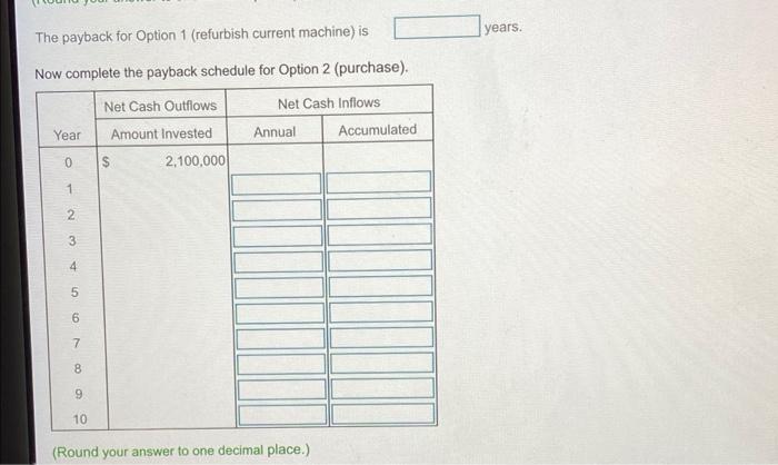 Machine Year 1 $ 220,000 $ 1,320,000 Year 2 560,000 600,000 Year