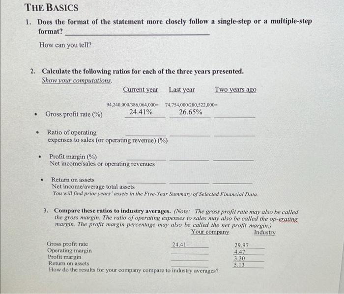  THE BASICS 1. Does the format of the statement more closely