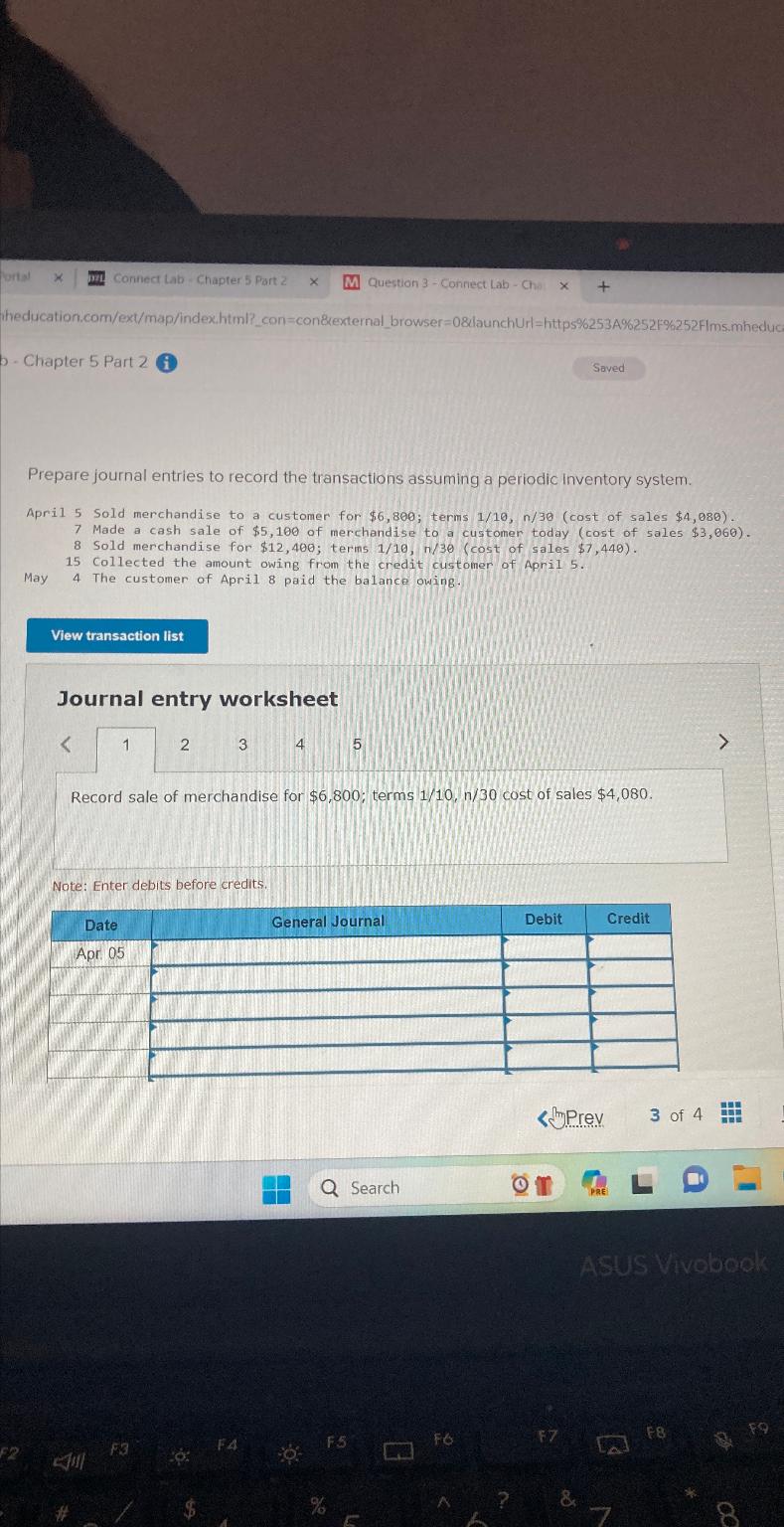  Chapter 5 Part 2 i Prepare journal entries to record the