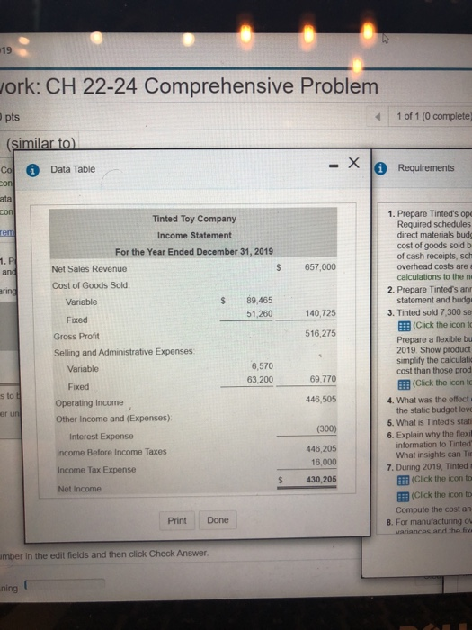 Toy Company (Click the icon to view the other data) Read the