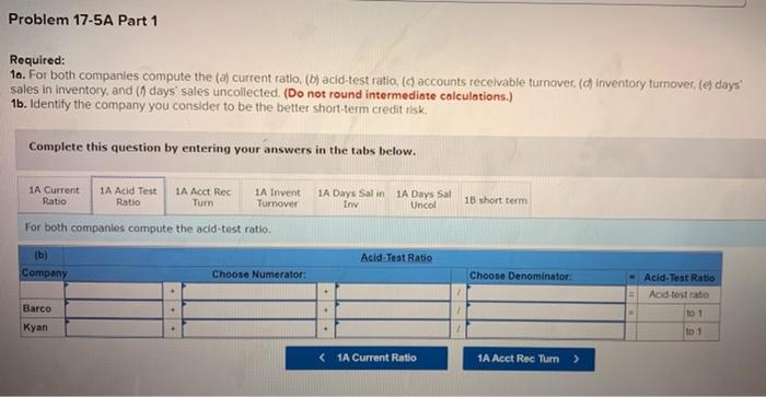 statements of two companies competing in the same industry follows. Barco Company