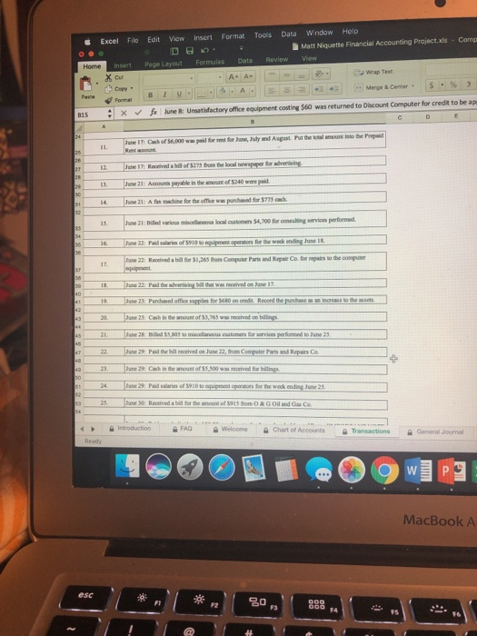 3 Merge & Center. S x June 8: Unsatisfactory office equipment costing