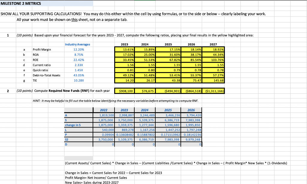SHARK, placing your final results in the yellow highlighted area. (HINT: Remember