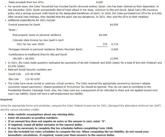 for the 2021 tax year. David R. and Ella M. Cole (ages