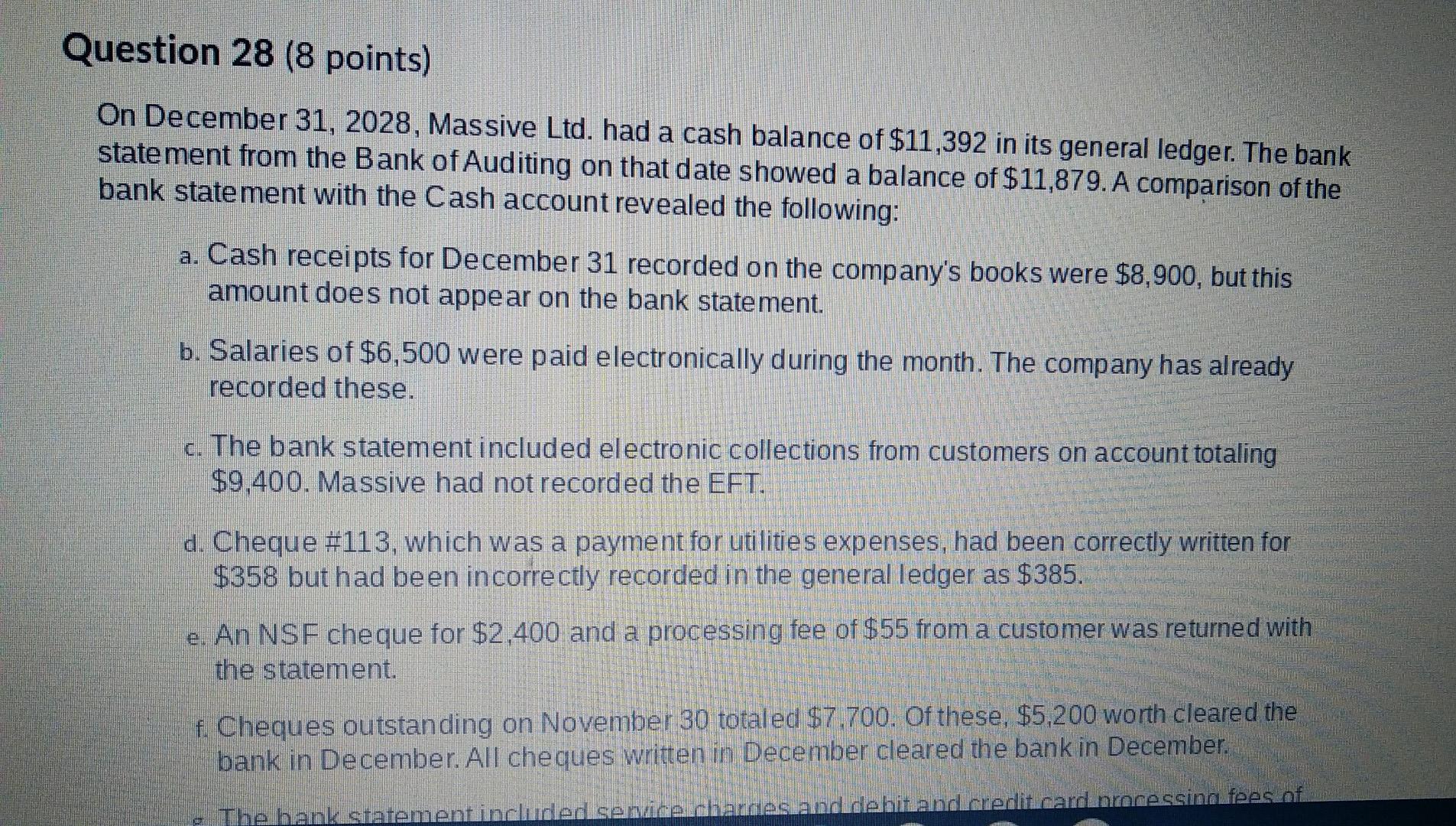 pls answer as soon as possible Question 28 (8 points) On