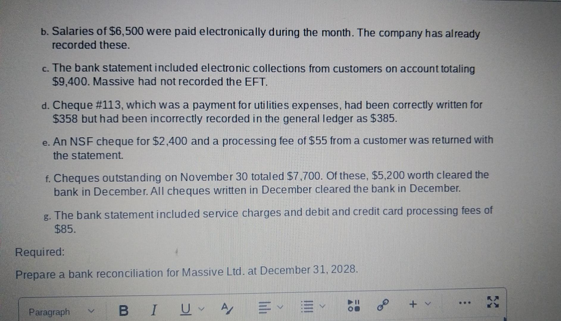 December 31, 2028, Massive Ltd. had a cash balance of $11,392 in