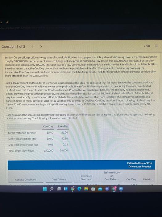 please do part c Question 1 of 3 > .../50 Benton Corporation