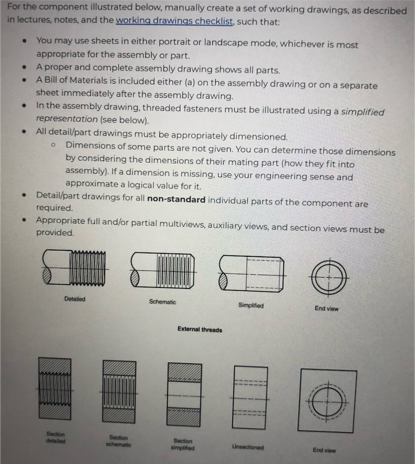 Do it hand drawn please. For the component illustrated below, manually create
